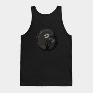 Shadowy Ixia Maculata Botanical on Black and Gold Tank Top